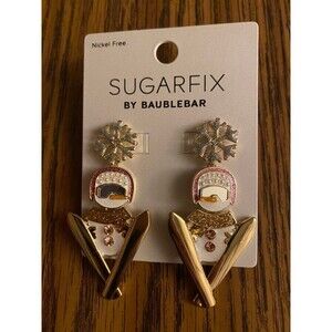SUGARFIX by BaubleBar Skiing Snowmen Drop Earrings NWT Christmas Festive Holiday